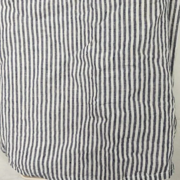 Christian Siriano Sleeveless Linen Lace Up Top Women Size L Blue White Striped - Picture 5 of 8